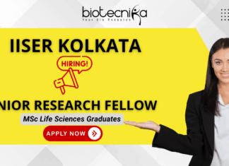 IISER Kolkata Junior Research Fellow Recruitment 2025 – Biotechnology JRF position for life science students.