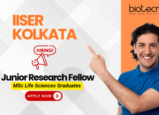IISER Kolkata junior research fellow recruitment for biological science jobs – SERB project vacancy