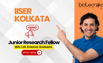 IISER Kolkata junior research fellow recruitment for biological science jobs – SERB project vacancy