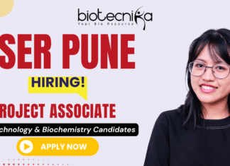 IISER Pune project associate jobs recruitment 2025 for life science candidates