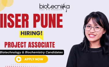 IISER Pune project associate jobs recruitment 2025 for life science candidates