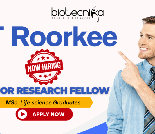 IIT Roorkee recruitment SRF research jobs life sciences jobs