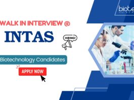 Walk In Interview for MSc Biotech Graduates At Intas – Apply Now Biotechnology Jobs: Walk In Interview At Intas | Candidates with MSc/MTech/ PhD in Biotechnology Can Register Now for Intas Career