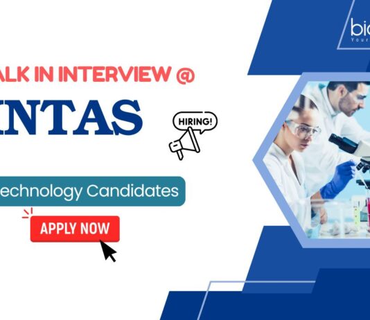 Biotechnology Jobs: Walk In Interview At Intas | Candidates with MSc/MTech/ PhD in Biotechnology Can Register Now for Intas Career
