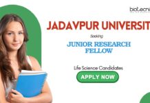 Jadavpur University Recruitment: Junior Research Fellow Vacancy | Life Science Candidates Apply Now | Life Science Research
