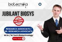 Research associate jobs at Jubilant Biosys for life science jobs in DMPK