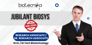 Research associate jobs at Jubilant Biosys for life science jobs in DMPK