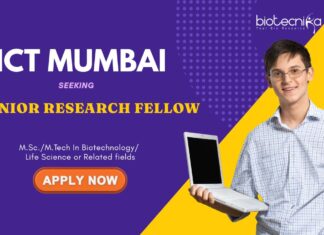 ICT Mumbai Seeking Junior Research Fellow (JRF) | MSc/ MTech Biotechnlogy or Related fields Apply Now for Life Science Research | JRF Vacancy