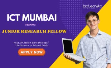 ICT Mumbai Seeking Junior Research Fellow (JRF) | MSc/ MTech Biotechnlogy or Related fields Apply Now for Life Science Research | JRF Vacancy