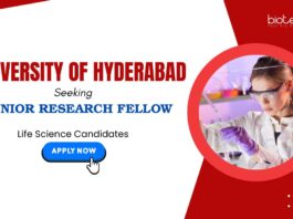 UOH Recruitment: UOH Seeking a Junior Research Fellow | Masters in Life Sciences Can Apply Now for Life Science Research