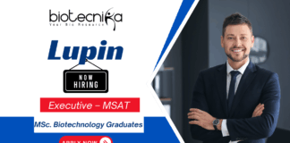 Lupin Hiring Executive – MSAT | Biotech & Life Science Opportunity Executive MSAT opening at Lupin for biotechnology jobs and life science jobs