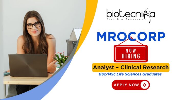 MRO Crop Analyst Clinical Research role for life science jobs seekers in clinical research jobs and clinical data analyst jobs