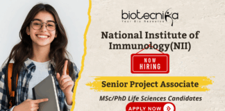 NII recruitment Senior Project Associate for life science jobs and research associate jobs