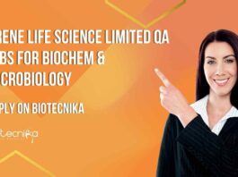 QA Jobs for Biochem & Microbiology at Arene Life Science Limited