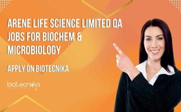 QA Jobs for Biochem & Microbiology at Arene Life Science Limited