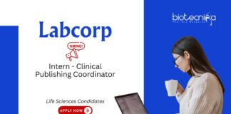 Life Sciences Internship at Labcorp. Intern - Clinical Publishing Coordinator role. Job opportunity in Bangalore.