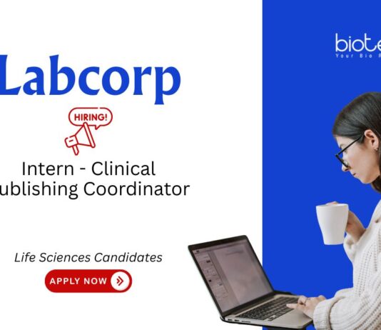 Life Sciences Internship at Labcorp. Intern - Clinical Publishing Coordinator role. Job opportunity in Bangalore.