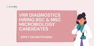 VRR Diagnostics Hiring BSc & MSc Microbiology Candidates – Apply on Biotecnika Microbiologist Job Openings at VRR Diagnostics