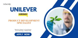 Food Tech Jobs in Bangalore: Unilever Hiring a Product Development Specialist | Apply Now  | Unilever Career