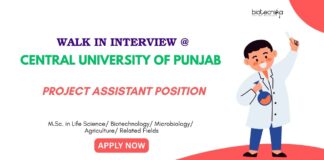 Life Science Jobs: Project Assistant Vacancy at Central university of Punjab Life Science Jobs: Walk-In Interview at Central University of Punjab for Project Assistant | Apply Now for Life Science Career