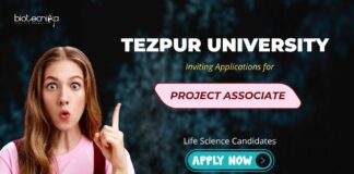 Research Jobs: Tezpur University Recruitment - Inviting Applications for Project Associate | MSc Life Science Graduates Can Apply Now