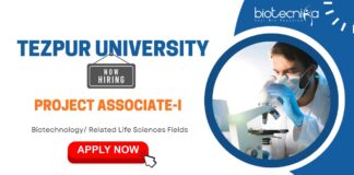 Project Associate Jobs: Tezpur University Recruitment | Masters in Life Sciences Can Apply | Life Science Career | Walk-in Interview