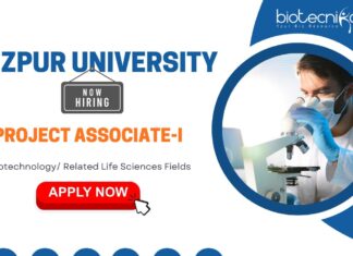 Project Associate Jobs: Tezpur University Recruitment | Masters in Life Sciences Can Apply | Life Science Career | Walk-in Interview