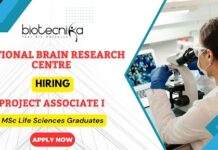NBRC Recruitment 2025 – Apply for Project Associate I / Research Assistant I