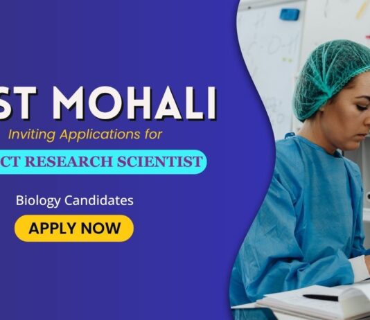 Research Scientist Jobs: INST Mohali is seeking a Project Research Scientist-I  | PG Degree in Biosciences Apply Now | Life Science Research