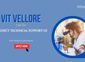 Project Position at VIT Vellore – Life Science Graduates Apply Now Research Jobs: VIT Vellore Call for Project Technical Support | Masters in Life Science Can Apply Now for VIT Career | Microbiology Research