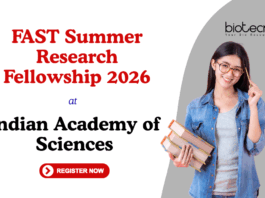 Summer Research Fellowship (FAST-SF 2026) at Indian Academy of Sciences. Approx 200 fellowships for students/teachers. Apply Now