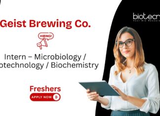 Microbiology Internship at Geist Brewing Co. Biotechnology, Biochemistry & Microbiology Candidates, Apply Now.