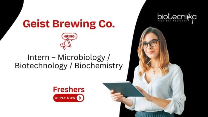 Microbiology Internship at Geist Brewing Co. Biotechnology, Biochemistry & Microbiology Candidates, Apply Now.