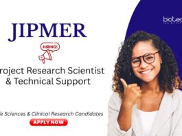 Research Jobs at JIPMER. Life Sciences & Clinical Research Jobs. Project Research Scientist & Technical Support positions.