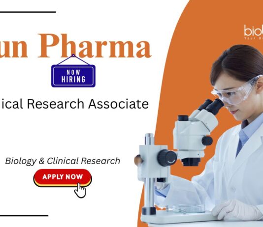 Clinical Research Associate Job at Sun Pharma. Biology & Clinical Research Candidates, Apply Now. Clinical Trials & Research Job.
