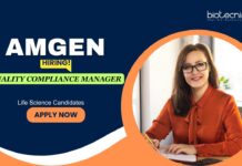 Life Science Jobs: Amgen seeking Quality Compliance Manager – Apply Now Life Science Jobs: Amgen is Hiring Quality Compliance Manager | Life Science Candidates Apply Now for Amgen Career | Quality Management Jobs