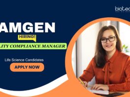 Life Science Jobs: Amgen is Hiring Quality Compliance Manager | Life Science Candidates Apply Now for Amgen Career | Quality Management Jobs