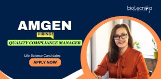 Life Science Jobs: Amgen is Hiring Quality Compliance Manager | Life Science Candidates Apply Now for Amgen Career | Quality Management Jobs