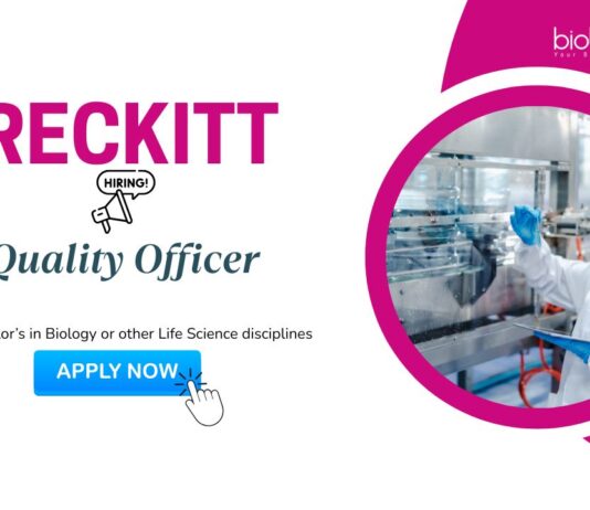 Life Science Jobs: Reckitt Hiring a Quality Officer | Bachelor's in Biology/ Life Sciences Can Apply Now for Reckitt Career | Biology Jobs