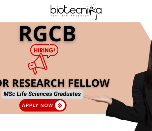 RGCB recruitment 2025 for JRF position – biotech jobs for life science students