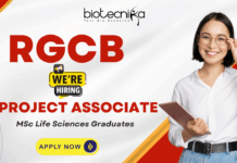 RGCB Project Associate-I recruitment 2025 – research jobs for life science graduates