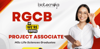 RGCB Project Associate-I recruitment 2025 – research jobs for life science graduates