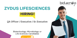 Quality Assurance Job at Zydus Lifesciences. Biotechnology Candidates, Attend the Walk-in Interview. Job in Ahmedabad.