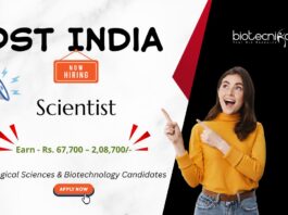 Scientist Job at DST India. Biological Sciences & Biotechnology Candidates, Apply Now. DST recruitment open now.