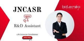 Research And Development Jobs at JNCASR. Molecular Biology & Life Sciences Candidates, Apply Now. Job in Bengaluru.