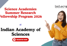 Summer Research Fellowship 2026 at the Indian Academy of Sciences. Research fellowship for students/teachers, Apply Now