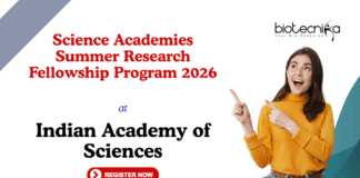 Summer Research Fellowship 2026 at the Indian Academy of Sciences. Research fellowship for students/teachers, Apply Now