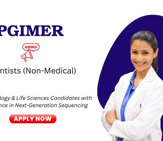 Research Jobs at PGIMER Chandigarh. Apply Now For Scientists (Non-Medical) Positions. Research Jobs in Microbiology.