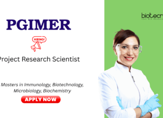 Scientist Vacancy at PGIMER, Chandigarh. Life Sciences Candidates, Apply Now. Project Research Scientist Position.