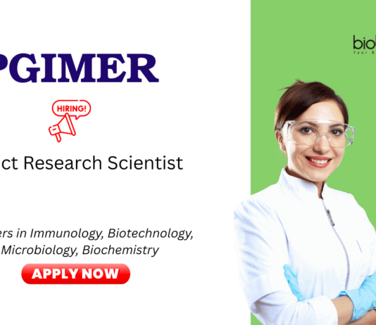 Scientist Vacancy at PGIMER, Chandigarh. Life Sciences Candidates, Apply Now. Project Research Scientist Position.